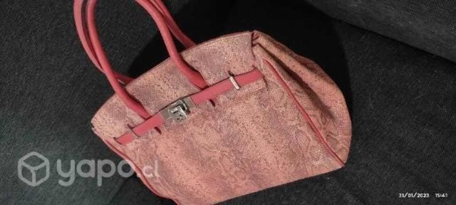 Cartera cuero color coral