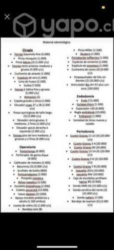 Variedad de material odontologico