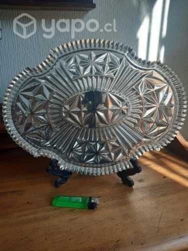 Antigua bandeja de vidrio cortado 35*26 cm