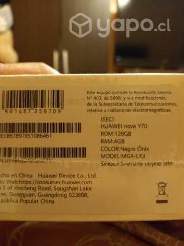 Huawei nova Y70 sellado negro Ónix
