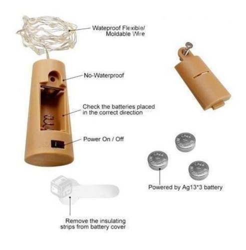 Tapón Corcho Para Botella Con Luz Led Multicolor