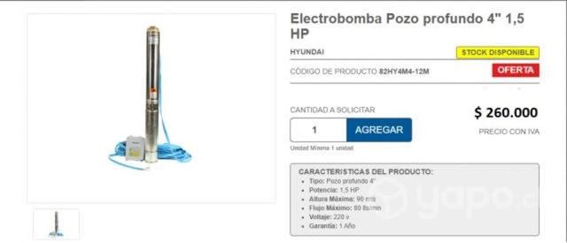 Bomba de pozo electrobomba