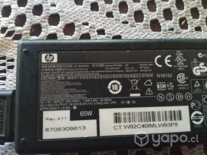 Cargador hp original punta amarilla