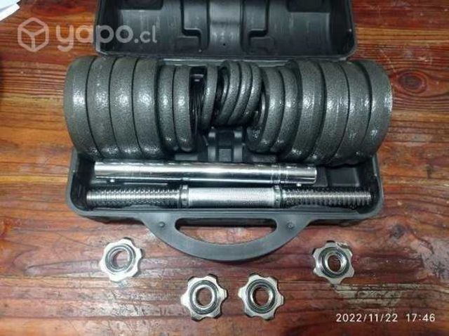 Maleta mancuernas y barra 30 kilos