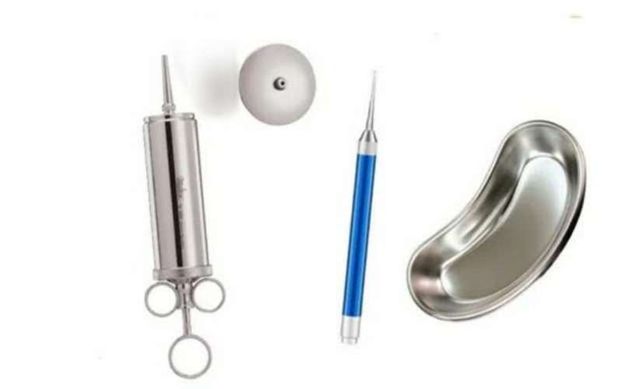 KIT LAVADO DE OIDOS jeringa 100cc acero inoxidable