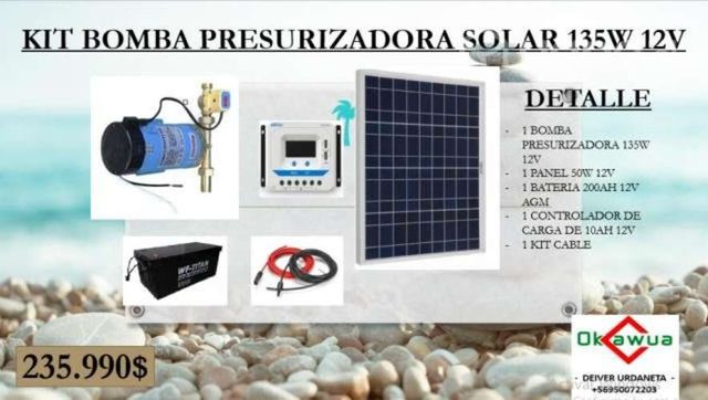 Kit bomba presurizadora solar 135w 12v