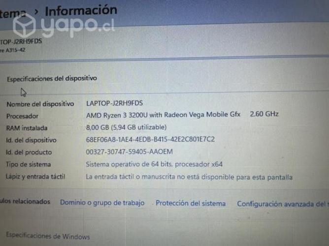 Notebook aspire A315-42 ACER