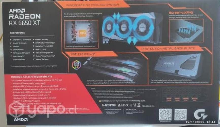 AMD RADEON RT 6650 XT OC GAMING nuevas selladas