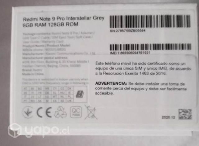 Redmi Note 9 Impecable