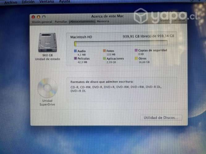 MacBook Pro i7 1tb disco duro 16 gb ram