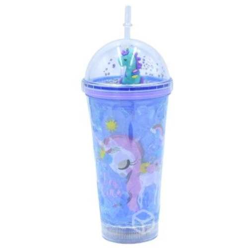 Vaso Azul Con Luz Multicolor Diseño Unicornio gd