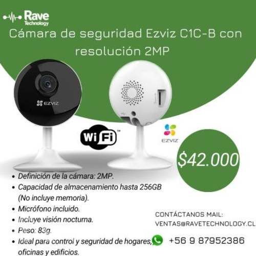 Cámara de seguridad Ezviz C1C-B con resolución 2MP