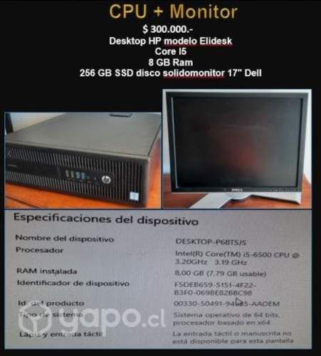 computador intel i5 8gb ssd