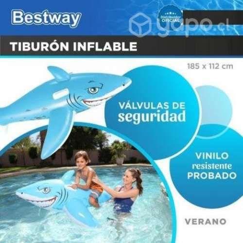 Flotador Colchon Inflable Montura Infantil Tiburón