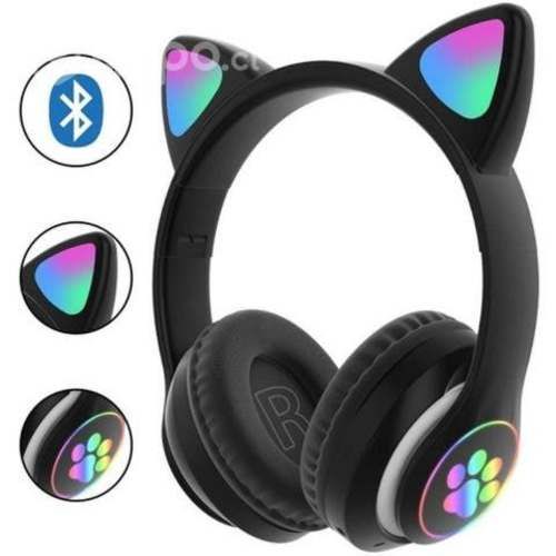 Audifono bluetooth orejas de gato, monster negro