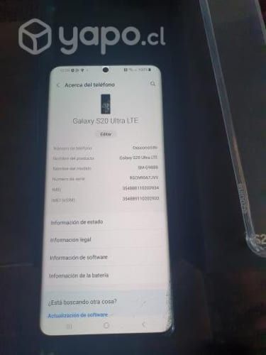 Samsung galaxy S20 ultra de 12 y 128 gb con detall