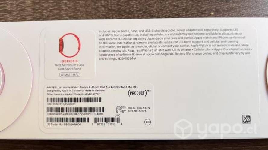 Apple Watch S8 GPS + Cellular 41mm Sellado