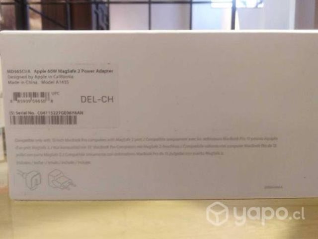 Cargador de macbook magsafe2 60w