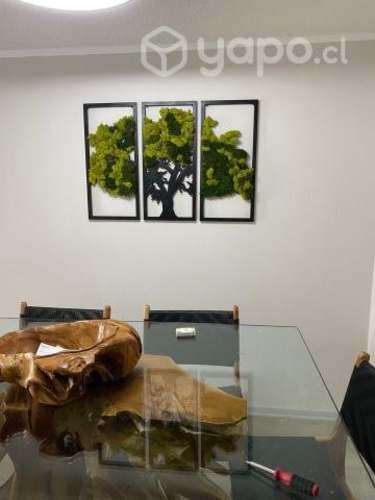 Tríptico árbol de madera con musgo 100% natural