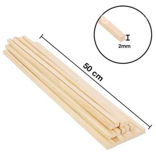 Palo Maqueta Cuadrado 2x2mm 50cm Largo Set 70 Uds