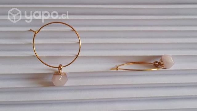Aritos de cuarzo rosa/ Aros de cuarzo