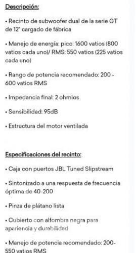 Subwoofer JBL 12" - 1600W PERMUTABLE