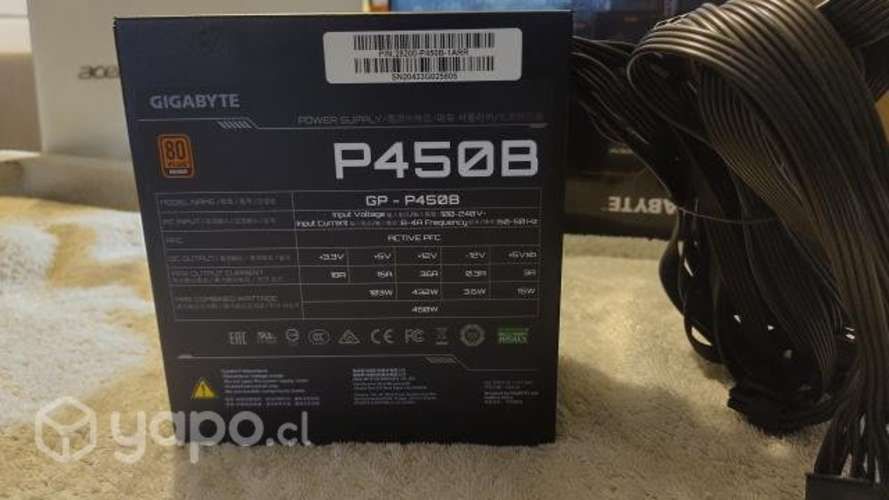 Fuente de poder para PC de 450 80 plus bronze