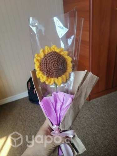 Girasol tejido a crochet