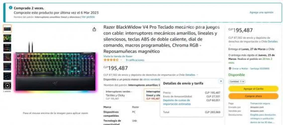 Teclado razer blackwidow v4 pro nuevo