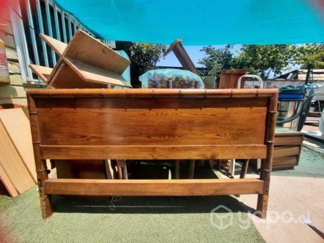 Respaldo cama 2 plazas madera encina