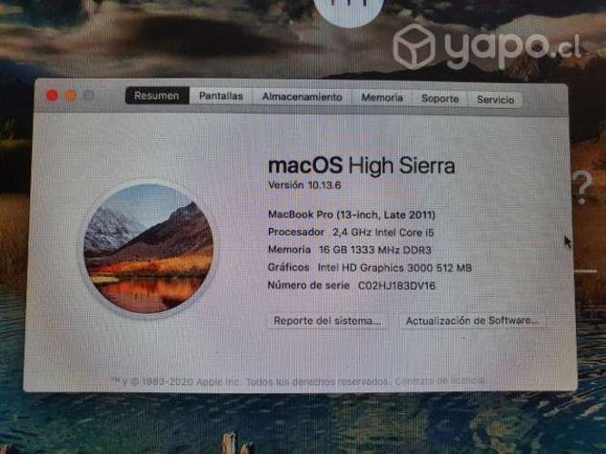 Macbook Pro 13 late 2011 | 16GB RAM | SSD 512