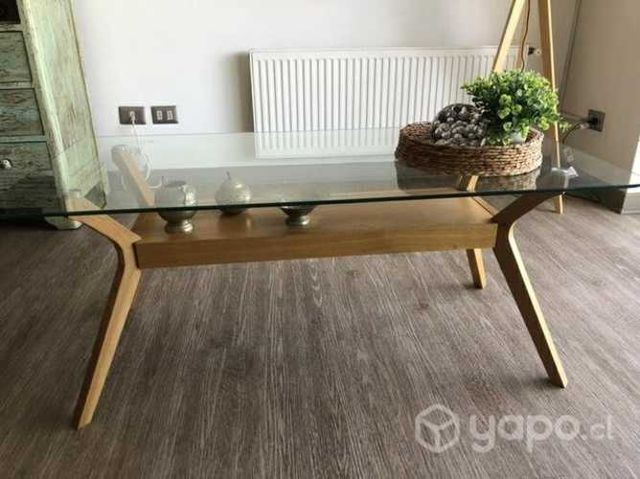 Mesa de centro vidrio y madera