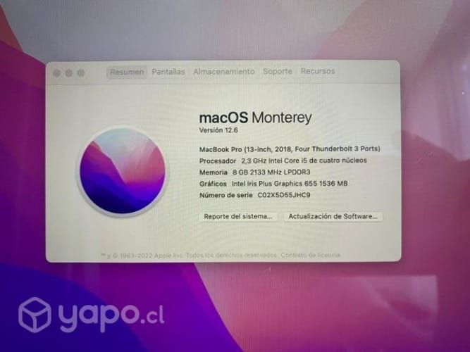 Macbook Pro 2018 | 13.3 | I5 4 Nucleos | 512gb Ssd