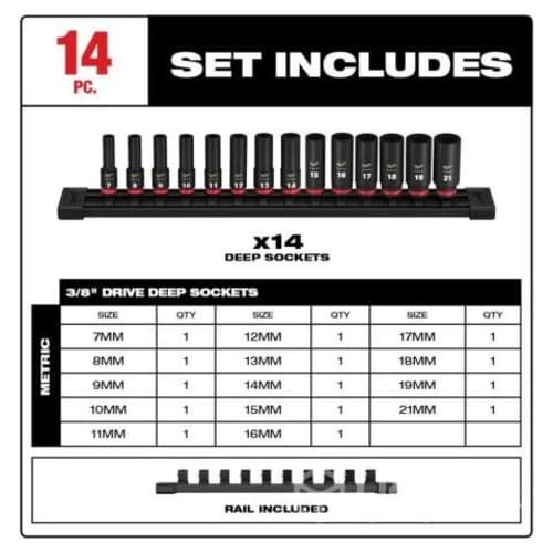 Set 14 Dados Métricos 6 Puntas 3/8" Milwaukee