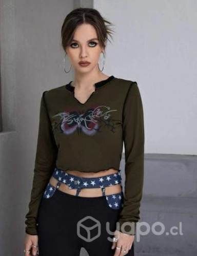 Crop top verde militar
