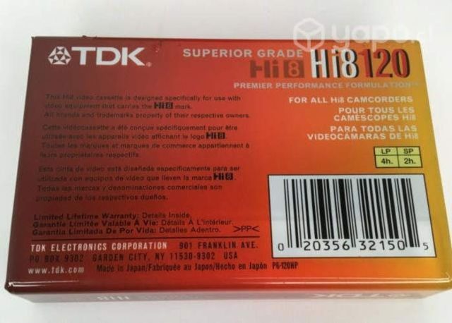 Cinta De Videocámara De Grado Superior Hi8 120 Tdk