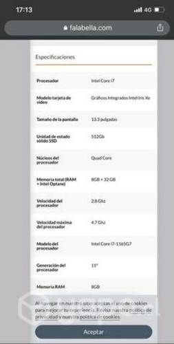 notebook HP Icore 7 EVO