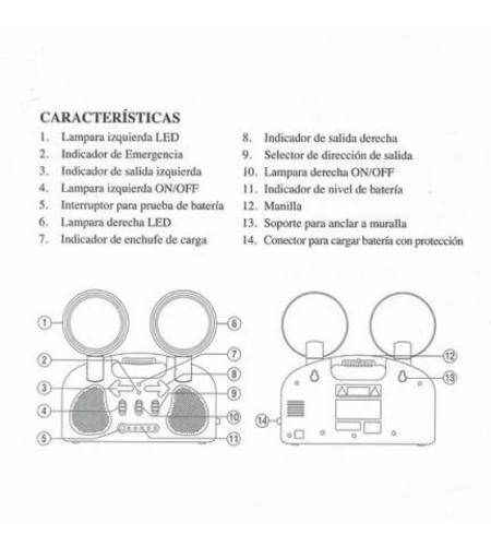 Lampara De Emergencia Led 2 Focos Recargable Salid