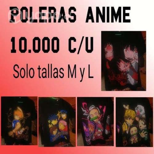 Poleras anime tallas M y L