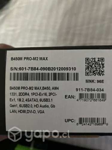 Placa madre msi b450 pro-m2 max am4