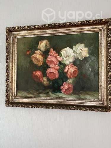 Cuadro al oleo marco antiguo JC Rivera