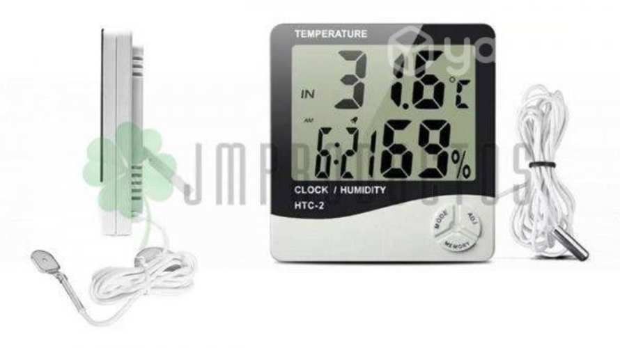 Termómetro Digital Htc-2 Con Sonda Reloj Alarma