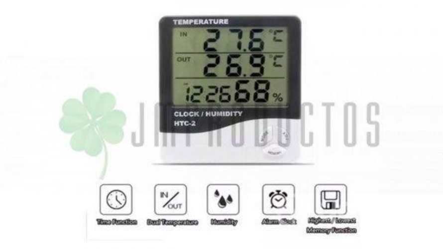 Termómetro Digital Htc-2 Con Sonda Reloj Alarma