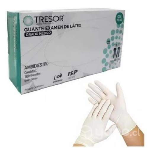 GUANTE EXAMEN DE LATEX TRESOR Talla M