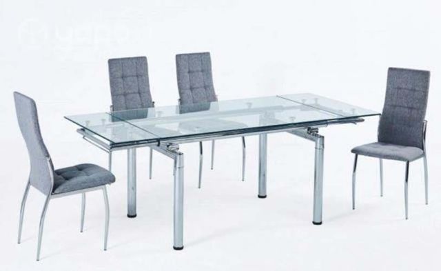 Mesa extensible comedor escritorio cristal acero