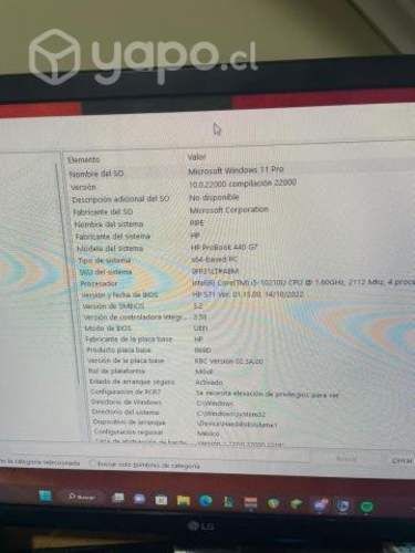 Notebook HP 440 G7 con pantalla rota