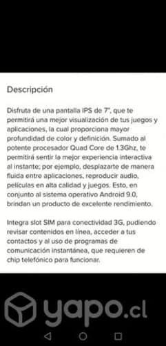 Tablet 7 pulgadas completamente nuevas