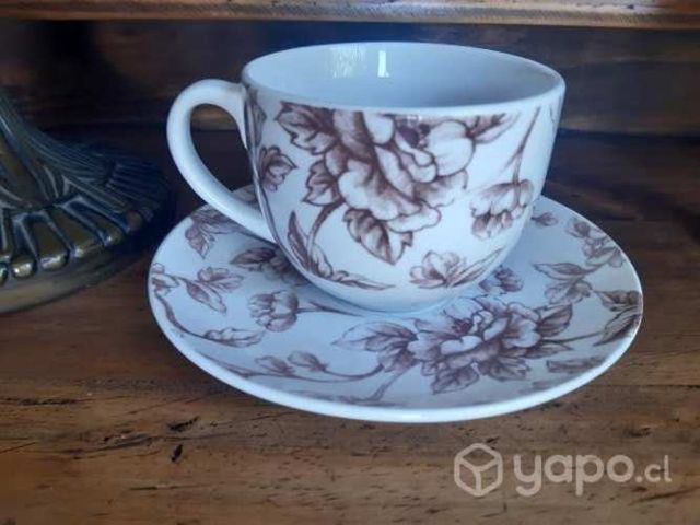 Gran taza chocolatera porcelana diseño vintage