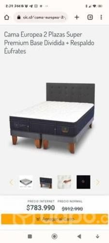 Cama 2 plaza súper premium, base dividida, respald
