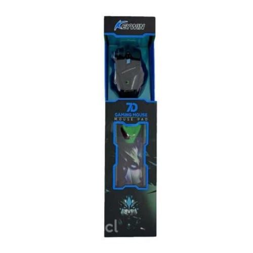 Kit Mouse Gamer Mousepad Ergonomico Azul